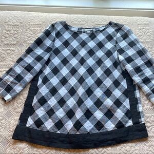 J. Jill Black and White Checkered Blouse